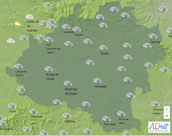 El tiempo en Soria: Aviso amarillo por lluvias y naranja por fuertes rachas de viento