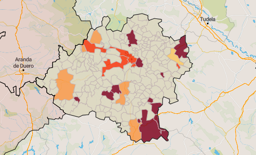 Coronavirus en Soria: 10 municipios sorianos continúan en riesgo muy alto 