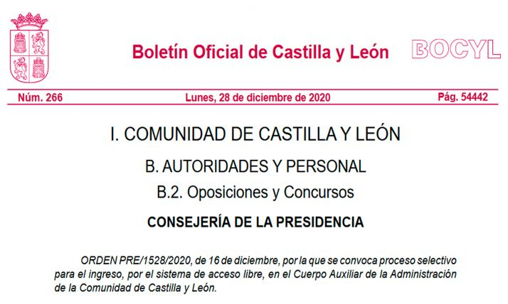 La Junta de Castilla y León multiplica por 4 su oferta de plazas de auxiliar administrativo 