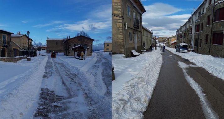 El trabajo en equipo funciona contra la nieve en Cabrejas del Pinar