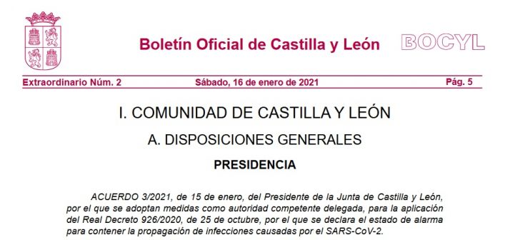 El Bocyl confirma el toque de queda a las 20:00 horas desde este sábado
