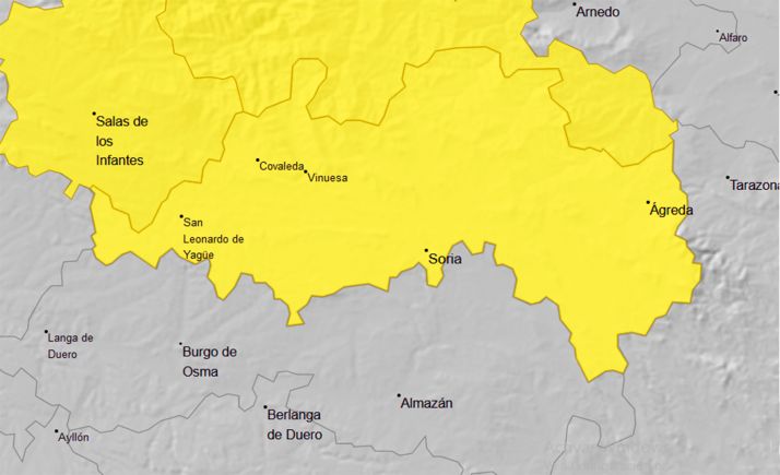 Nivel amarillo en la Ibérica soriana por viento y nieve