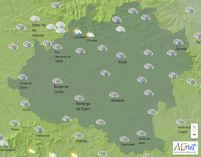 El tiempo en Soria: Aviso amarillo por nieve y viento en la Ibérica