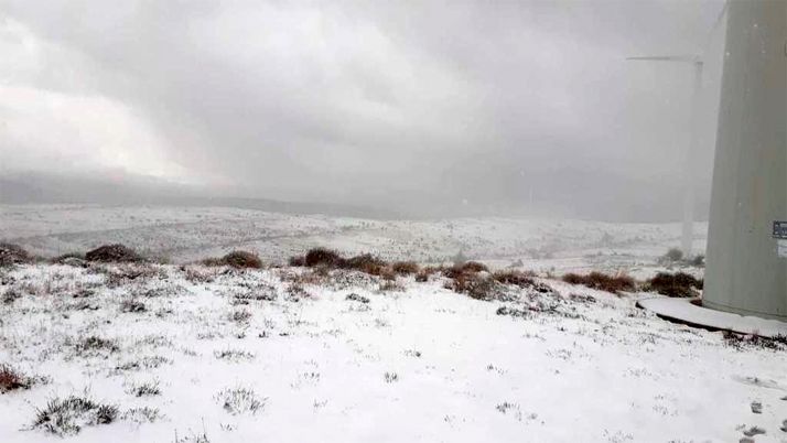 La nieve sorprende en la Sierra de Pela