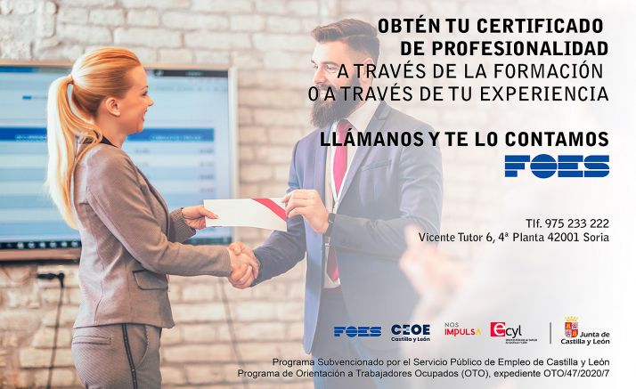 FOES busca aumentar la cualificación del mercado laboral soriano con los certificados de profesionalidad