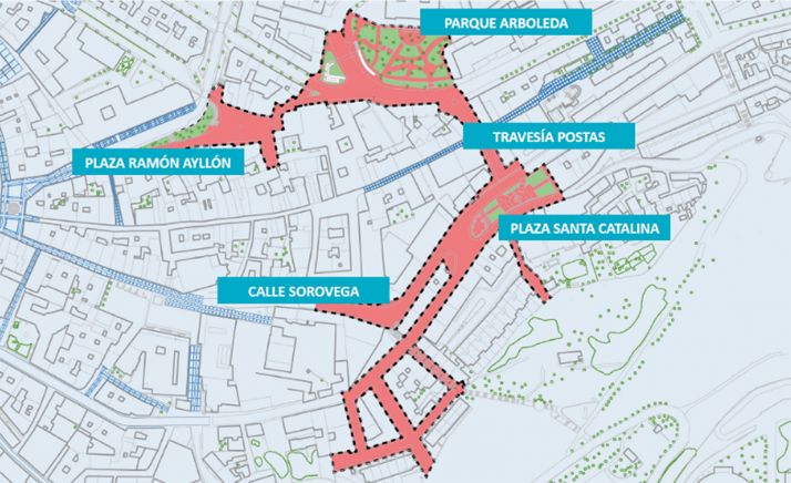Plano con las áreas donde está previsto intervenir. 