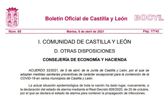 El Bocyl publica las nuevas restricciones en los 21 municipios de Castilla y León