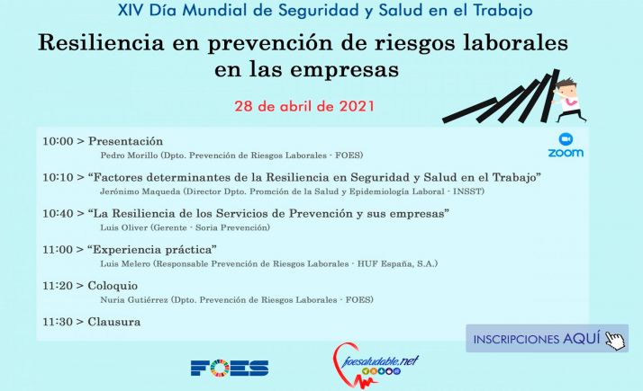 FOES celebra el Día Mundial de Seguridad y Salud en el Trabajo con una jornada coloquio sobre resiliencia en prevención de riesgos laborales