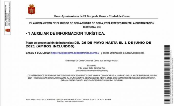 El Ayuntamiento burgense oferta una plaza de auxiliar turístico