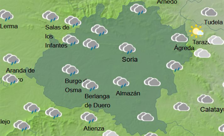 El tiempo en Soria: Lluvias y mejoría en las máximas