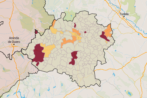 Coronavirus en Soria: siete municipios continúan en riesgo muy alto