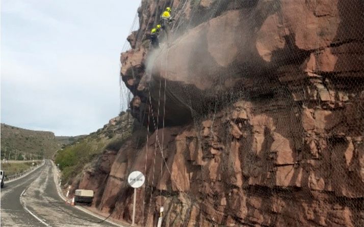Obras en los taludes de la N-2 en Lodares y Jubera