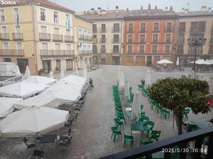 Granizada de este domingo en Ágreda.