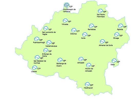 Precipitaciones débiles en el entorno de la Ibérica