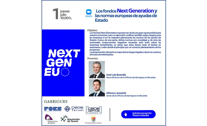 Las CEOEs de Soria, Cuenca y Teruel convocan a sus empresas el 1 de julio para formarse sobre los fondos Next Generation 