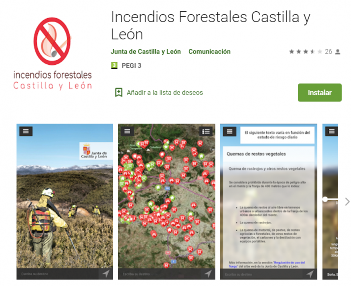 Castilla y León contará con una aplicación gratuita con información sobre incendios forestales