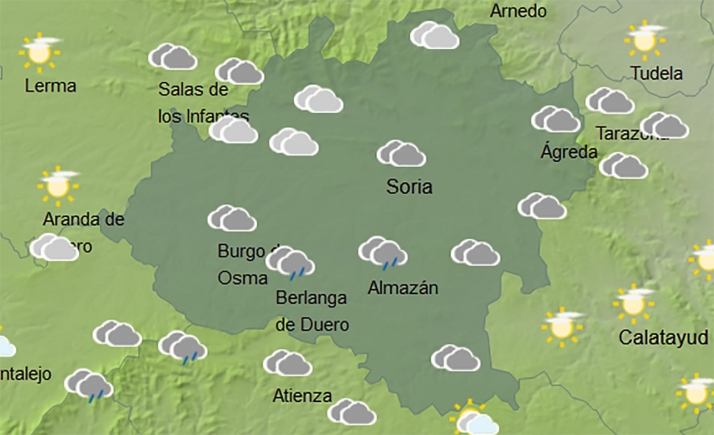 El tiempo en Soria: Chubascos débiles para este martes