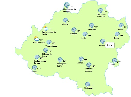 Tiempo de Soria a las 15:00 horas/eltiempo.es