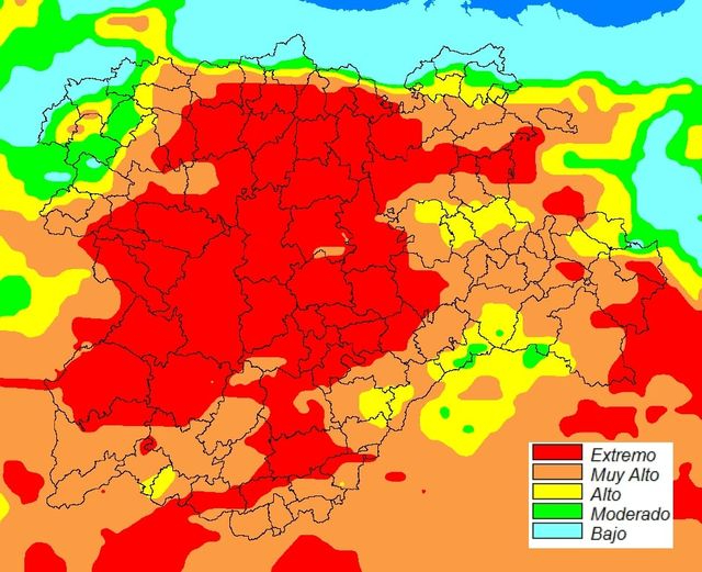 Riesgo extremo de incendios en el este de Soria para este jueves