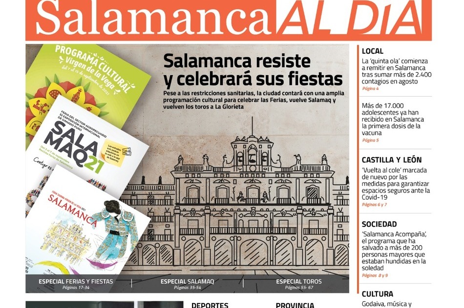 Portada del número de septiembre del periódico SALAMANCA AL DÍA