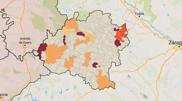 Coronavirus en Soria: 6 municipios continúan en riesgo muy alto