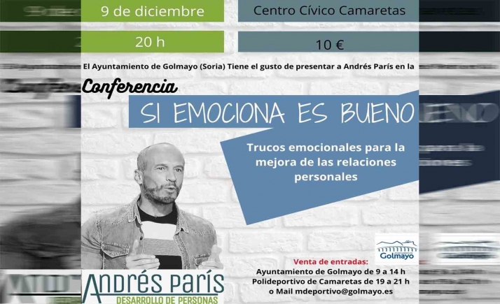 El jueves, conferencia sobre la gestión emocional por Andrés París en Camaretas