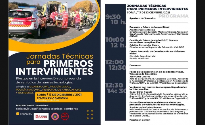Los Bomberos de Soria organizan unas jornadas sobre riesgos en la intervención de vehículos de nuevas tecnologías