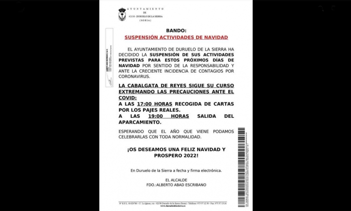 Durelo suspende actos navideños, excepto la cabalgata