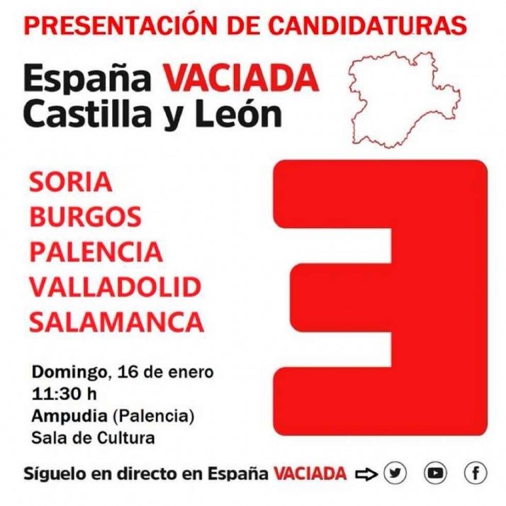 España Vaciada presenta esta mañana sus candidaturas de Soria, Burgos, Palencia, Valladollid y Salamanca
