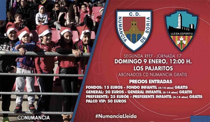 Los menores de 15 años podrán ver gratis el partido del Numancia este domingo
