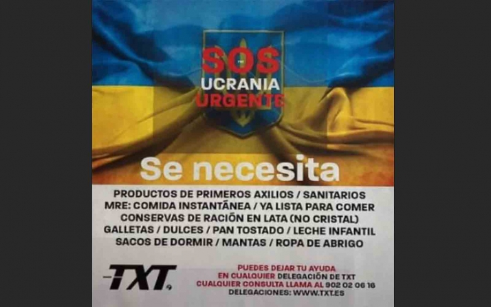 Recogen productos de primera necesidad para Ucrania