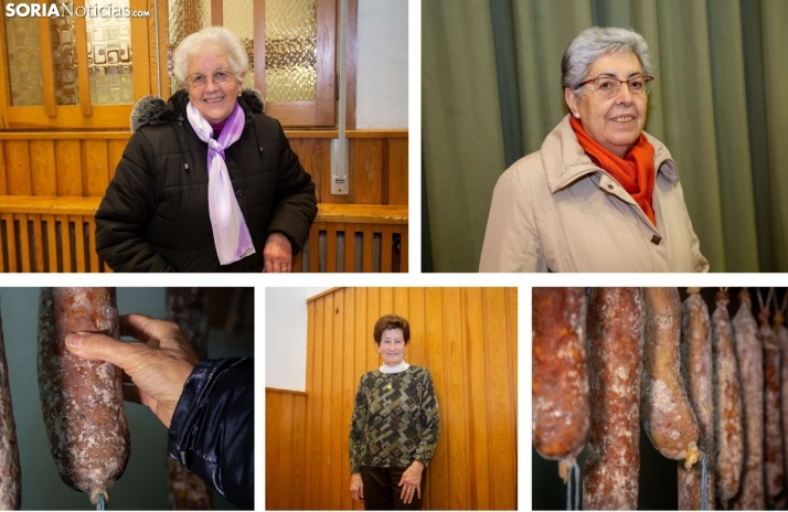 Dolores, Conchi y Rosa elaboran chorizos todos los años. /María Ferrer