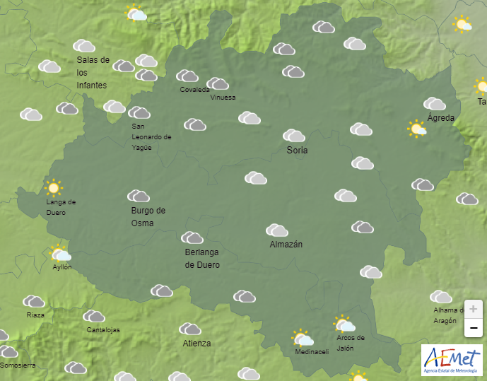El tiempo en Soria: mucho frío y cielos cubiertos para despedir la semana