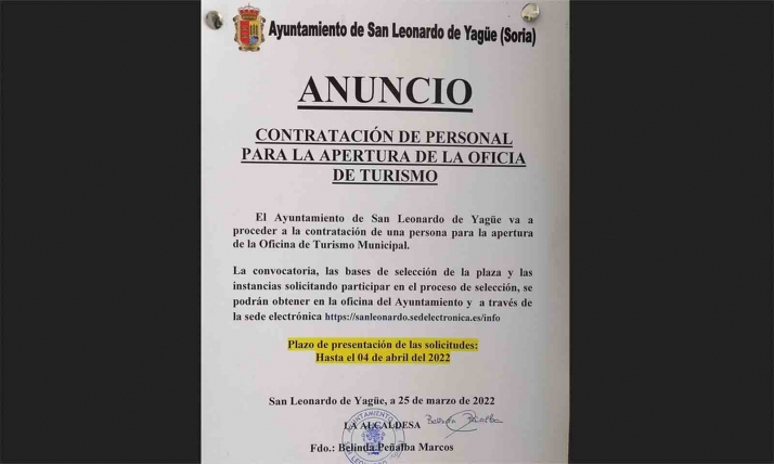San Leonardo oferta un empleo para su oficina de turismo