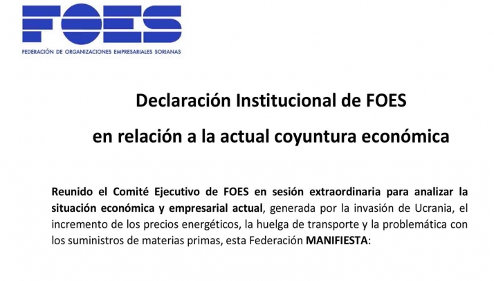 FOES pide a las administraciones medidas inmediatas ante la amenaza del paro de actividad en Soria