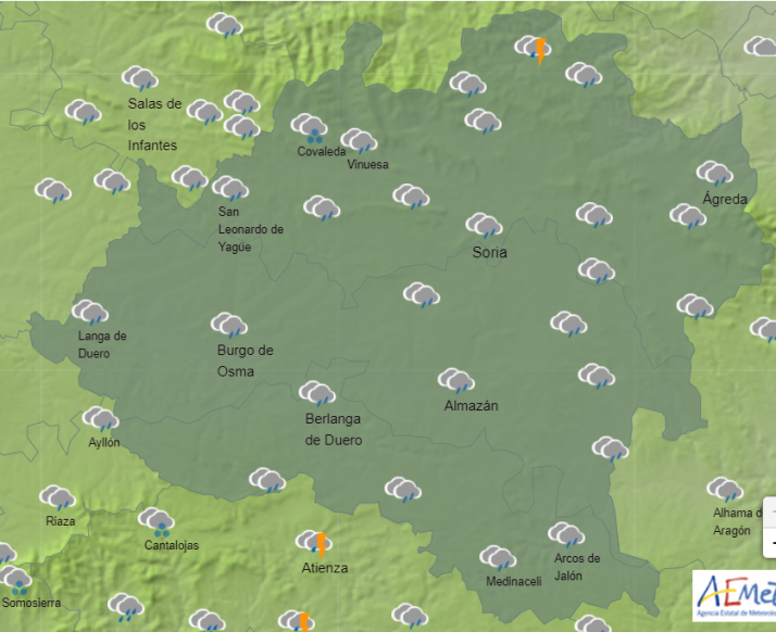 El tiempo en Soria: Las lluvias dan la bienvenida al fin de semana 