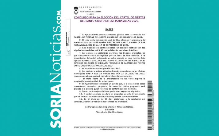 Duruelo convoca el concurso del cartel para sus fiestas del Santo Cristo