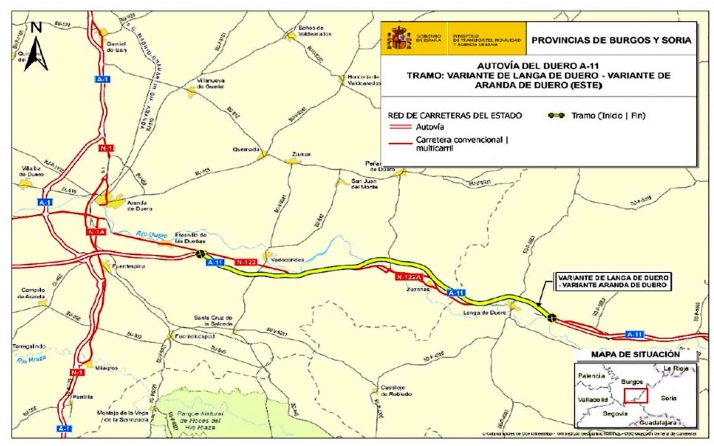 Aprobado el proyecto de trazado para el tramo Langa-Aranda de la A-11