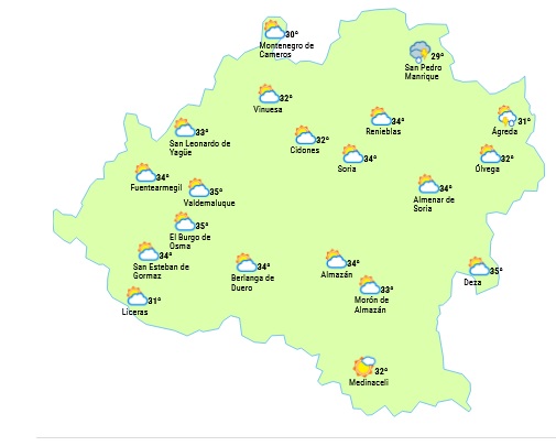 El tiempo de Soria a las 15:00 horas/ eltiempo.es