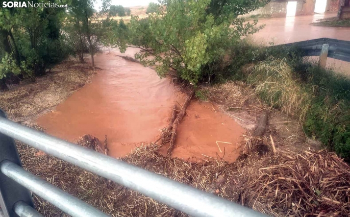 Riada en Almazul, que registra más de 44 litros por metro cuadrado en las precipitaciones de este jueves