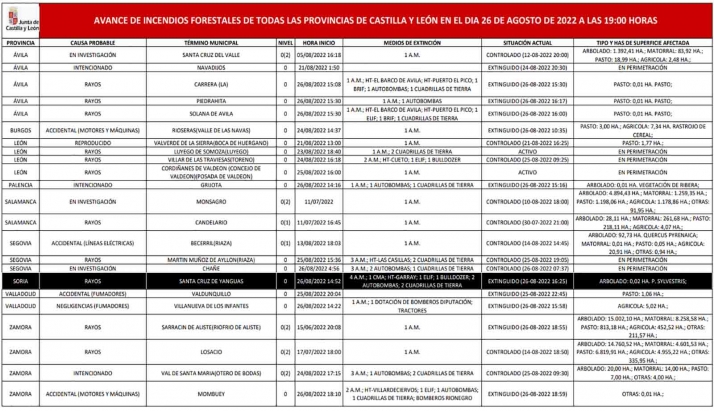 Arden 200 metros de pinar en Santa Cruz de Yanguas
