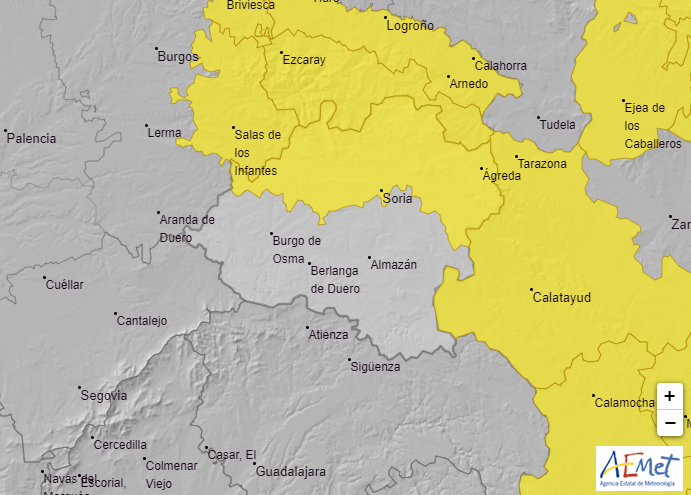 Aviso amarillo por tormentas para mañana en Soria