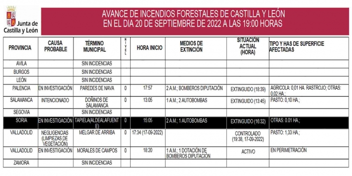 Arden cien metros en Tapiela