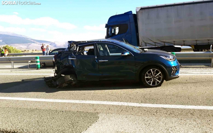 Retenciones a la salida de la autovía en Ágreda