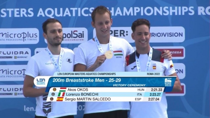 El soriano Sergio Martín conquista Europa: bronce en el Masters de Natación de Roma