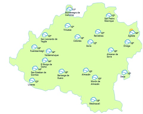 El tiempo a las 12:00 horas/ eltiempo.es