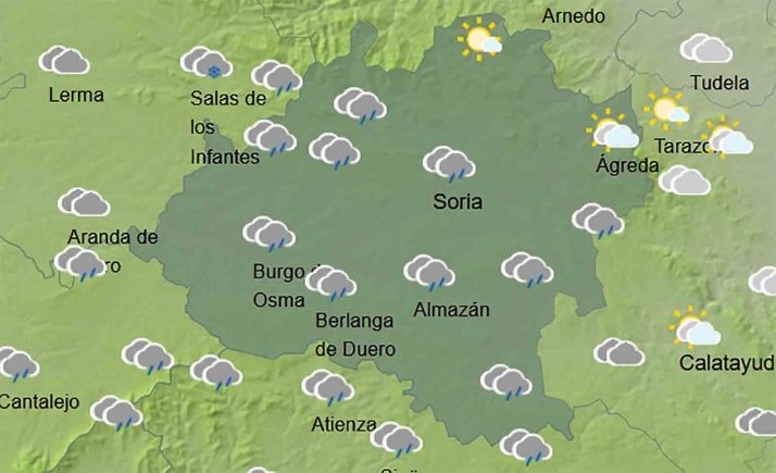 El tiempo en Soria: Lluvias generalizadas