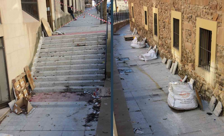 Dos imágenes de la calle Santo Tomé. 