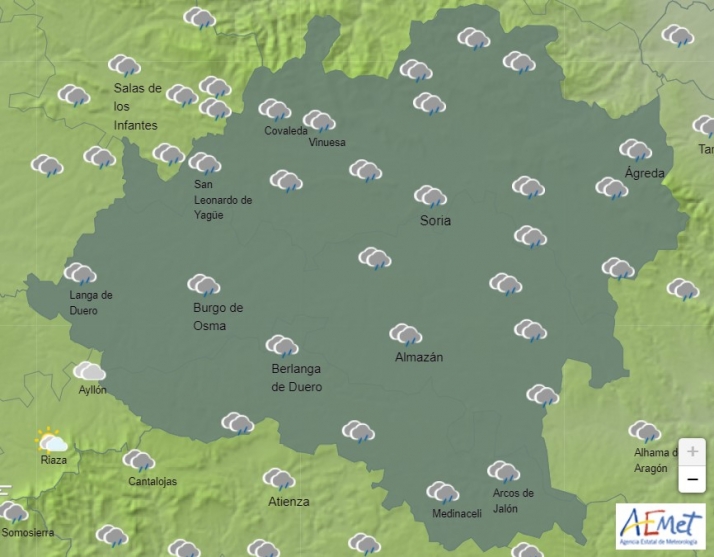 El Tiempo en Soria: jueves pasado por agua