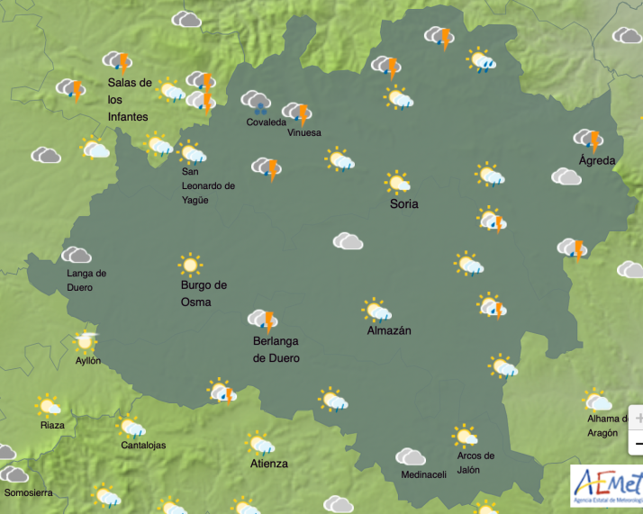 El tiempo en Soria: Martes de máximas elevadas y tormentas